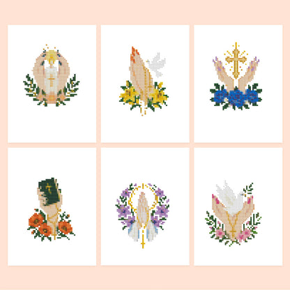 Praying Hands and Blossoms (Mini Diamond Painting)