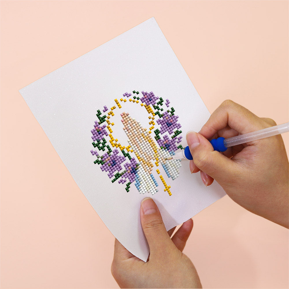 Praying Hands and Blossoms (Mini Diamond Painting)