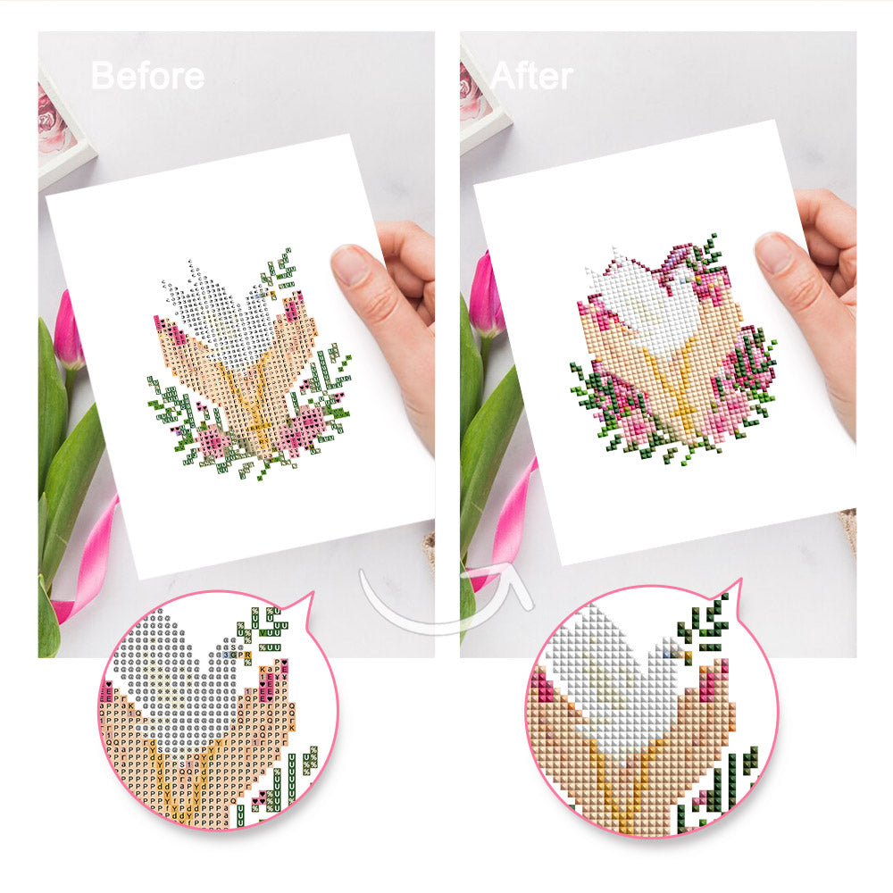 Praying Hands and Blossoms (Mini Diamond Painting)