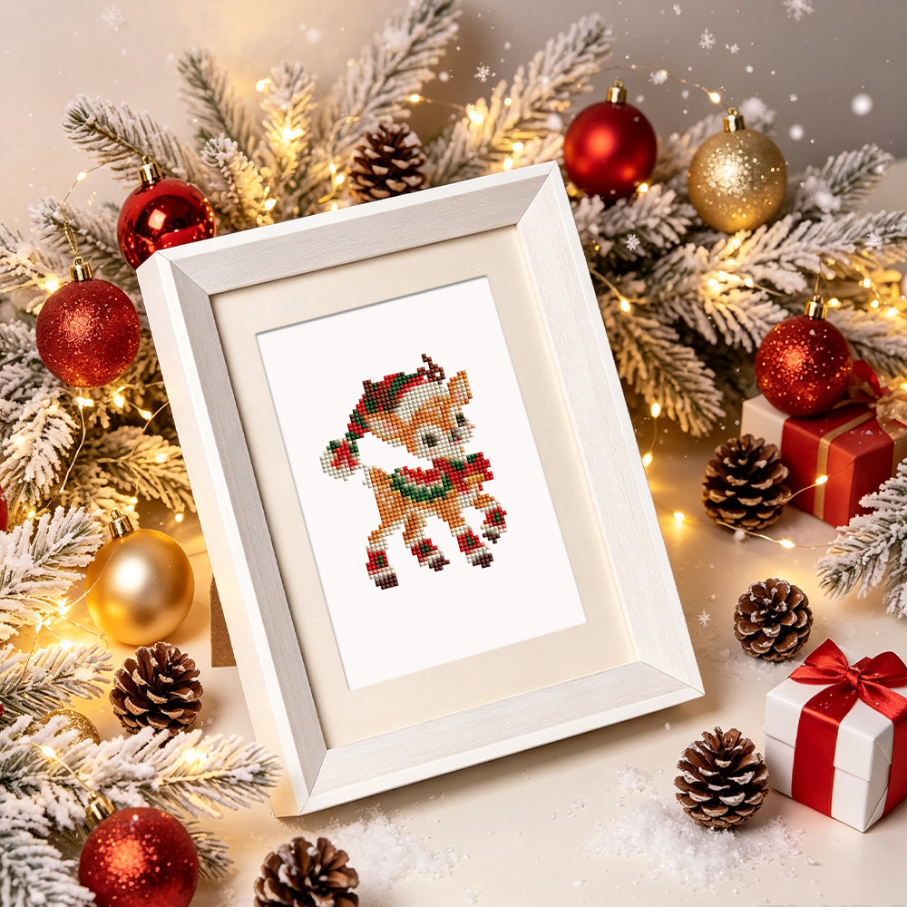 Santa Hat Babies in Red Scarves (Mini Diamond Painting)