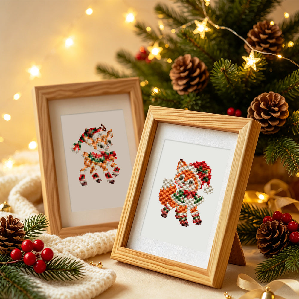 Santa Hat Babies in Red Scarves (Mini Diamond Painting)