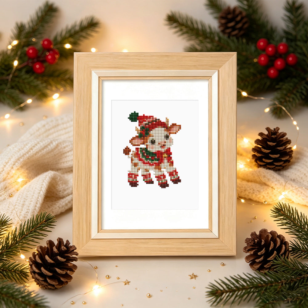 Santa Hat Babies in Red Scarves (Mini Diamond Painting)