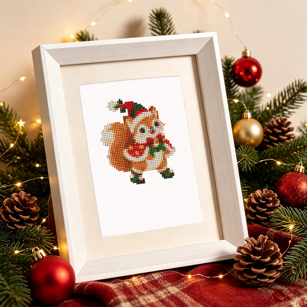 Santa Hat Babies in Red Scarves (Mini Diamond Painting)