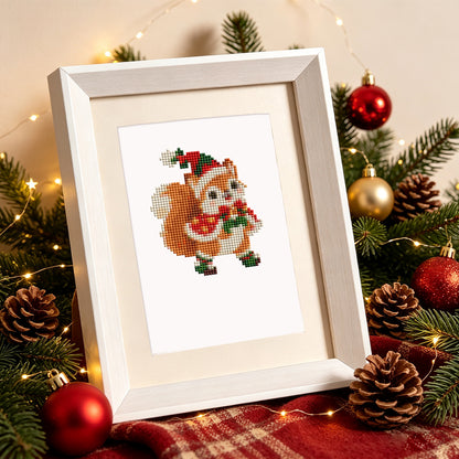 Santa Hat Babies in Red Scarves (Mini Diamond Painting)