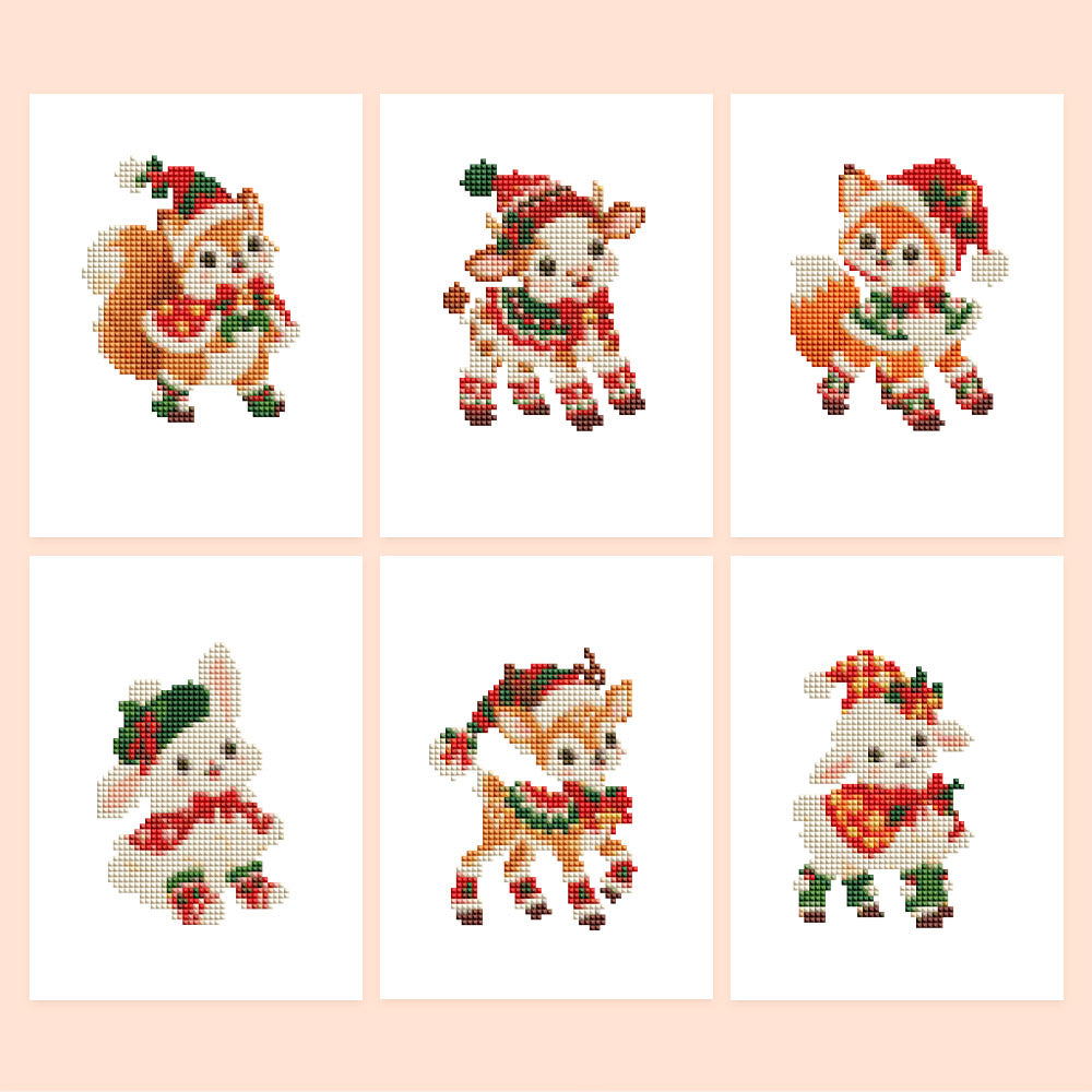 Santa Hat Babies in Red Scarves (Mini Diamond Painting)
