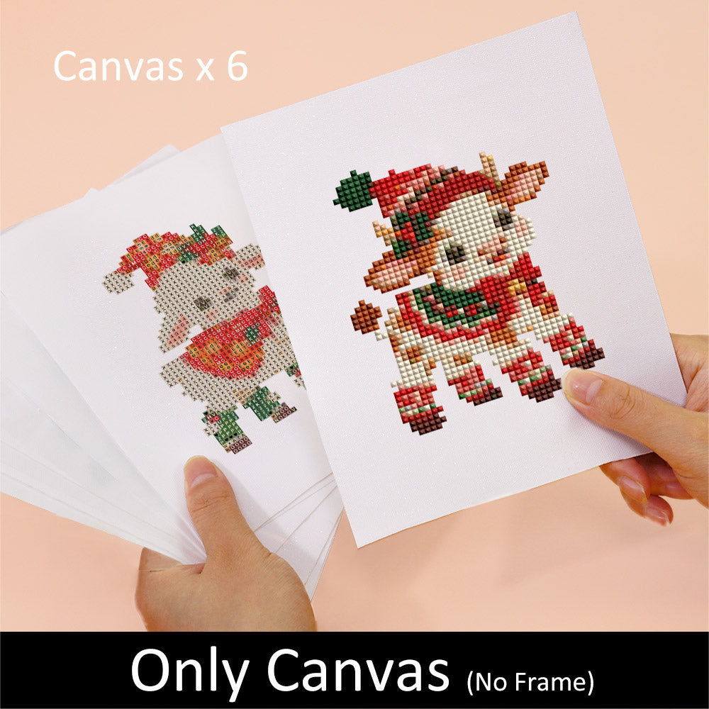Santa Hat Babies in Red Scarves (Mini Diamond Painting)