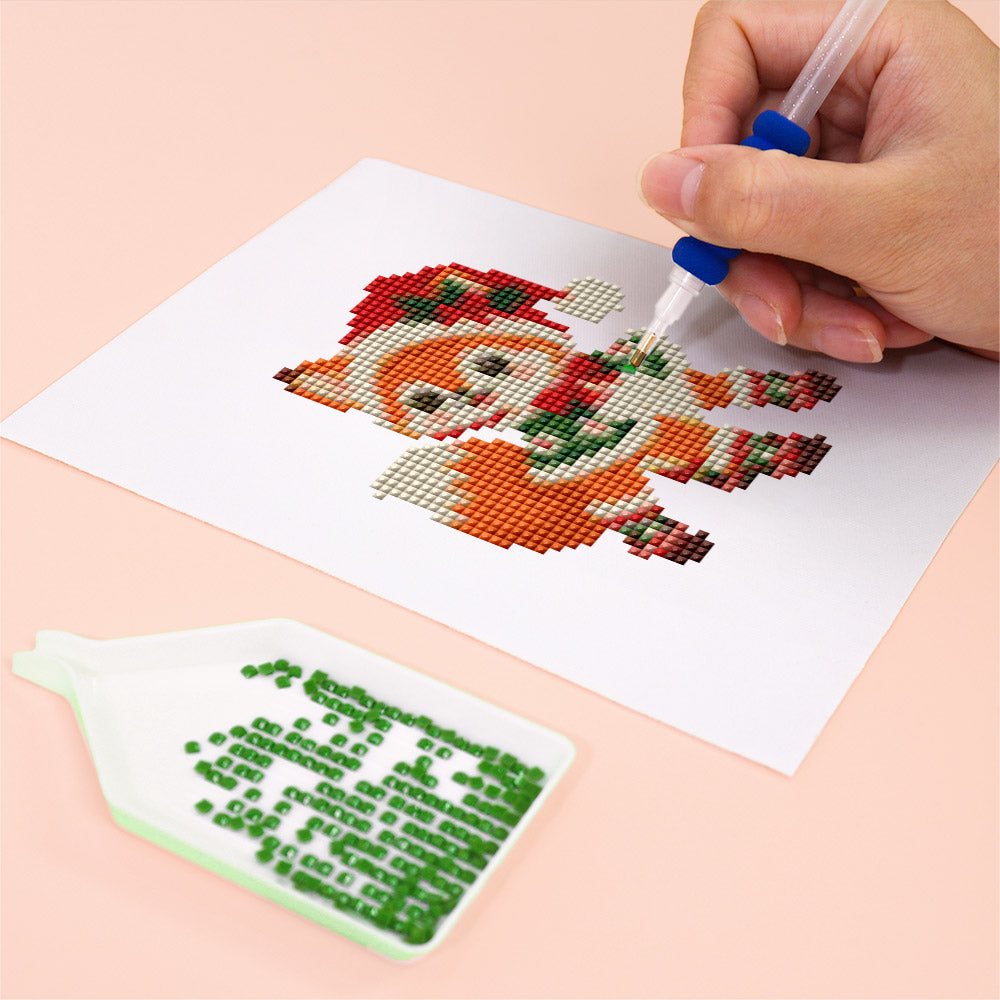 Santa Hat Babies in Red Scarves (Mini Diamond Painting)