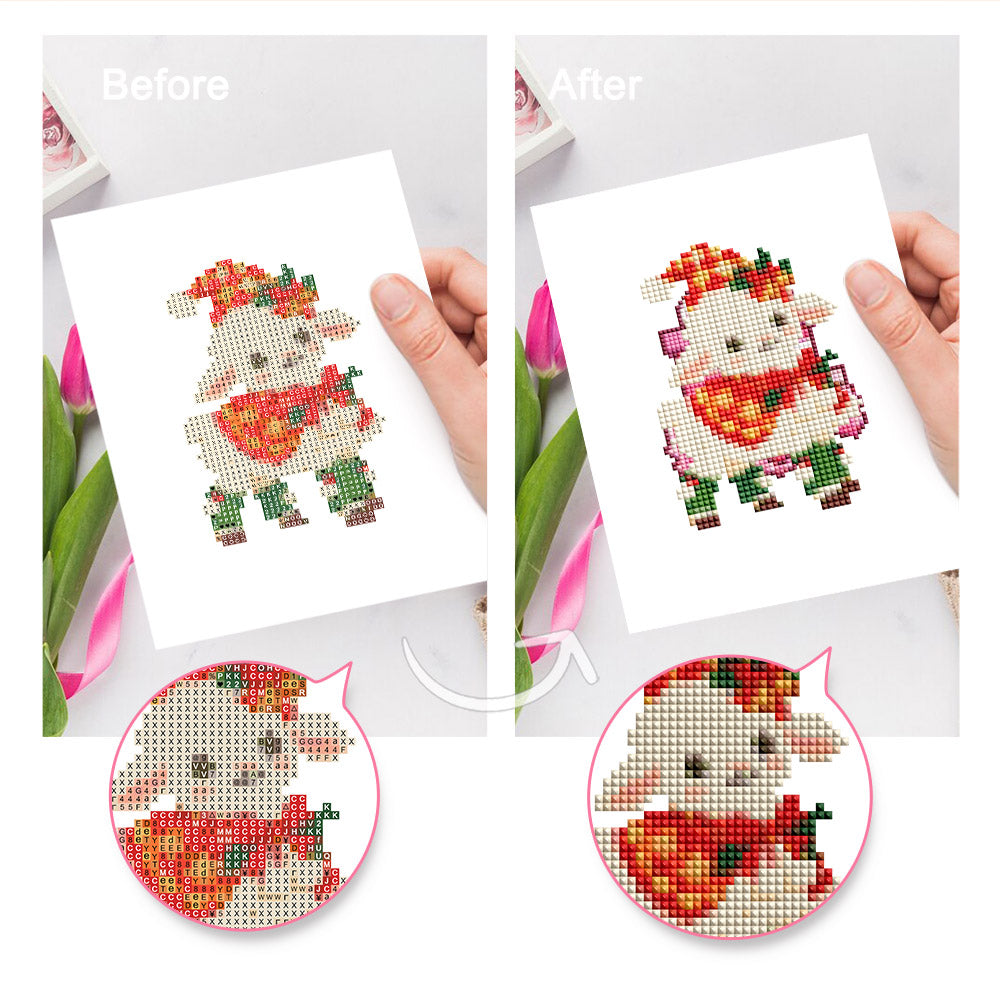 Santa Hat Babies in Red Scarves (Mini Diamond Painting)