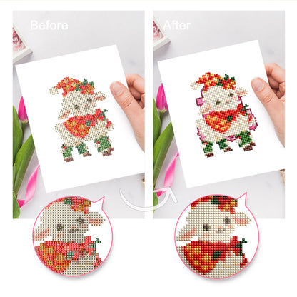 Santa Hat Babies in Red Scarves (Mini Diamond Painting)