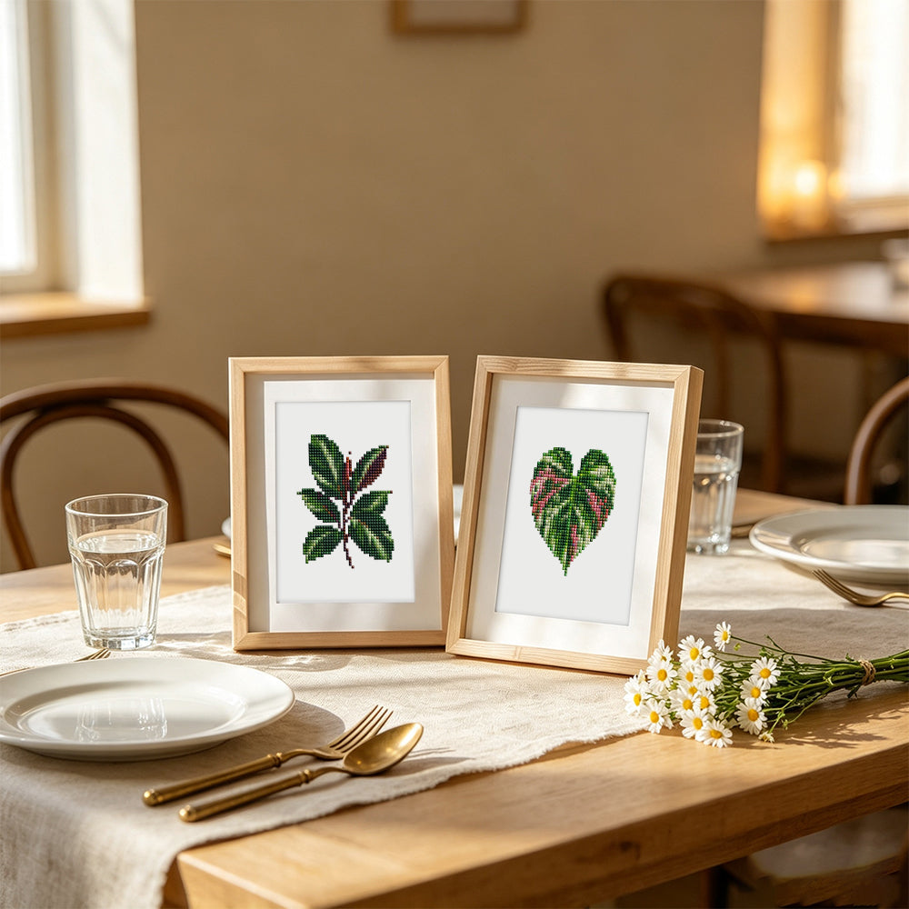 Anthurium and Caladium Leaves (Mini Diamond Painting)