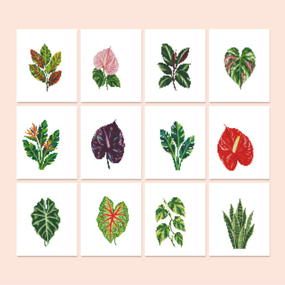 Anthurium and Caladium Leaves (Mini Diamond Painting)