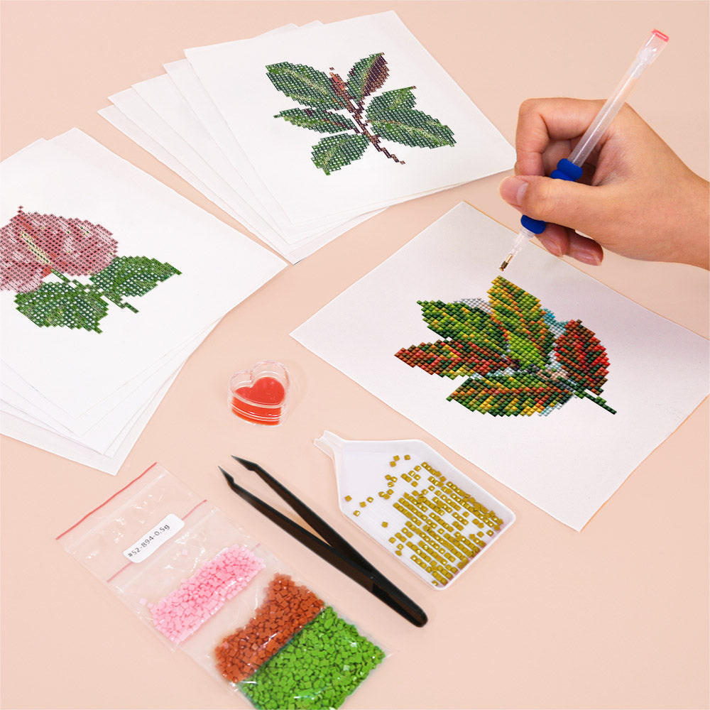 Anthurium and Caladium Leaves (Mini Diamond Painting)