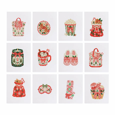 Cozy Slippers and Cocoa Mug Gifts mini diamond painting – Cozy Christmas gifts: tote bags, gift sacks, popcorn, candle jar, cocoa mug, slippers, sleep mask and socks