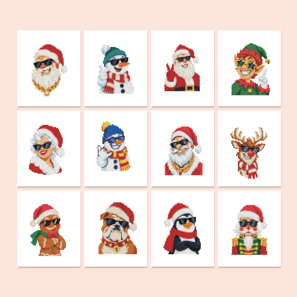 Sunglasses Santa and Cool Crew (Mini Diamond Painting)