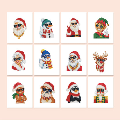 Sunglasses Santa and Cool Crew (Mini Diamond Painting)