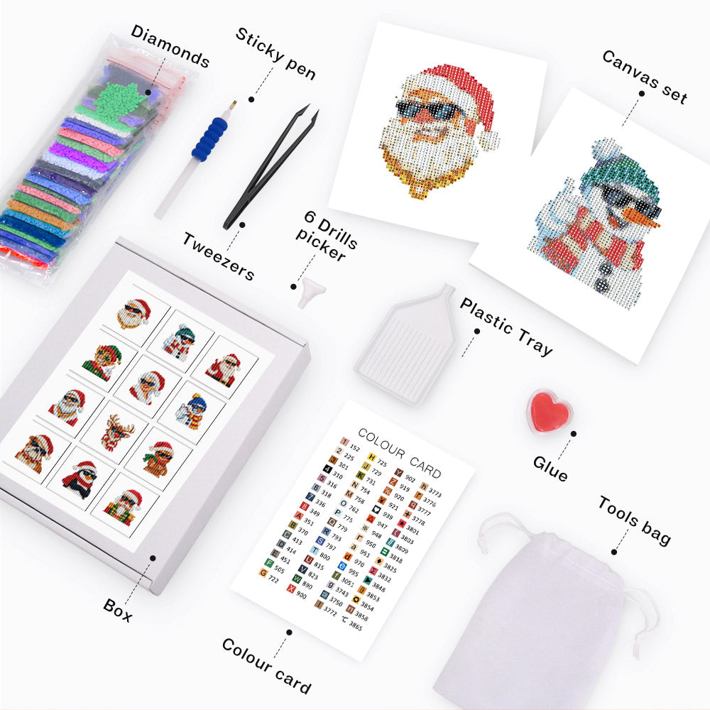 Sunglasses Santa and Cool Crew (Mini Diamond Painting)