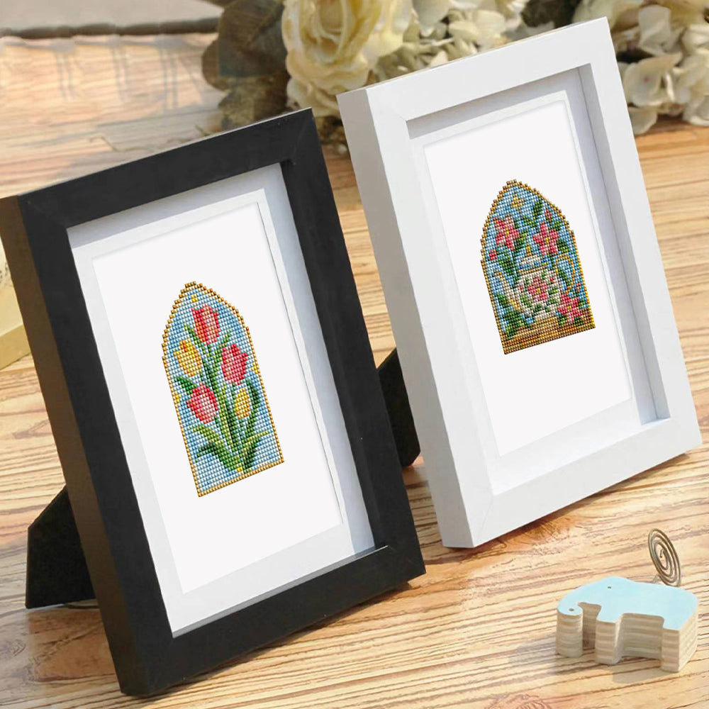 Arched Stained Glass Gardens (Mini Diamond Painting)