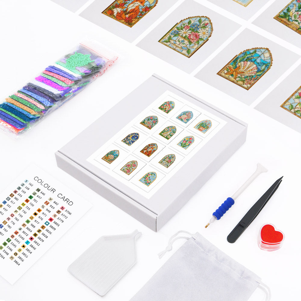 Arched Stained Glass Gardens (Mini Diamond Painting)