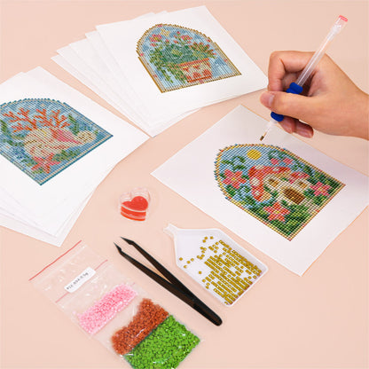 Arched Stained Glass Gardens (Mini Diamond Painting)