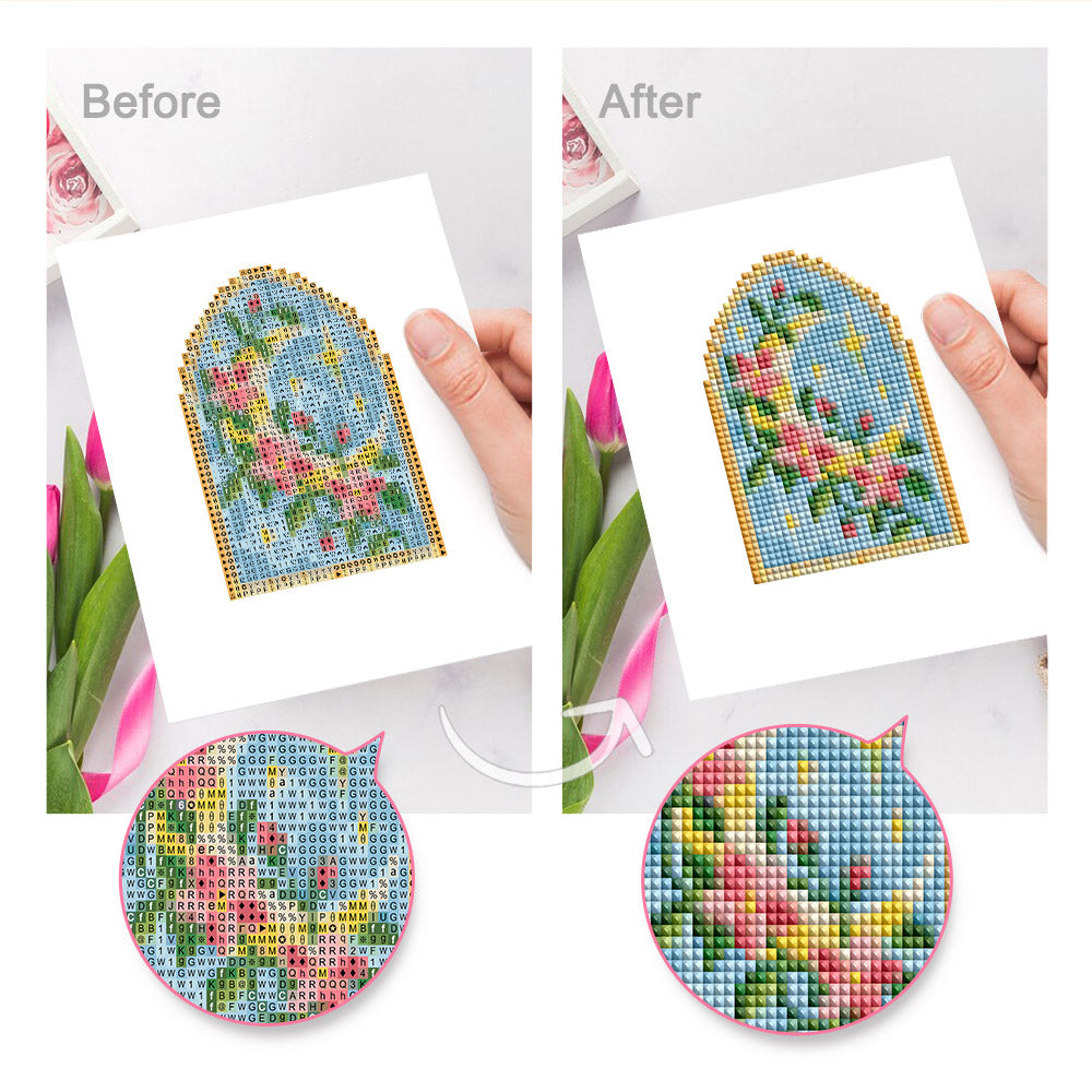 Arched Stained Glass Gardens (Mini Diamond Painting)