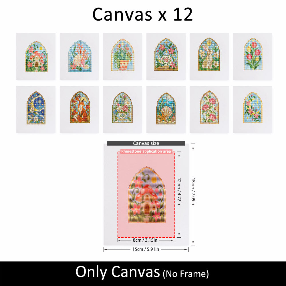 Arched Stained Glass Gardens (Mini Diamond Painting)