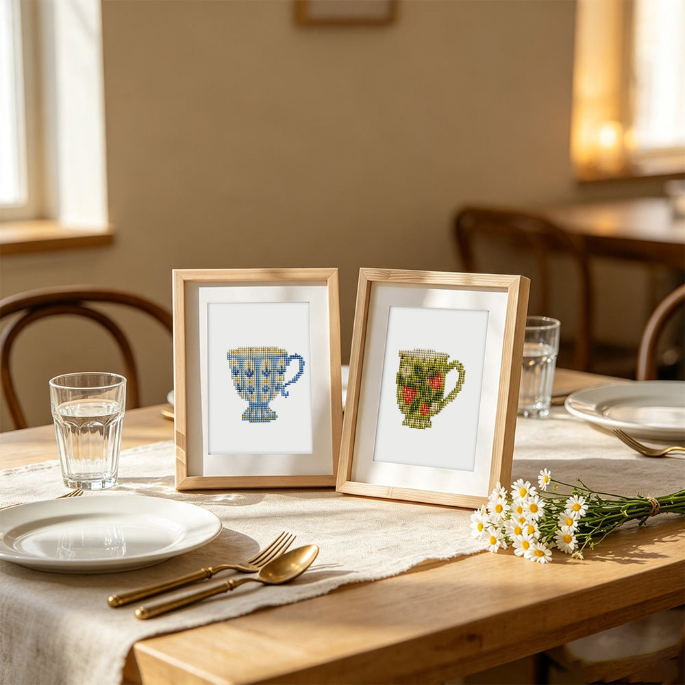 Folk Floral Mugs and Teacups (Mini Diamond Painting)