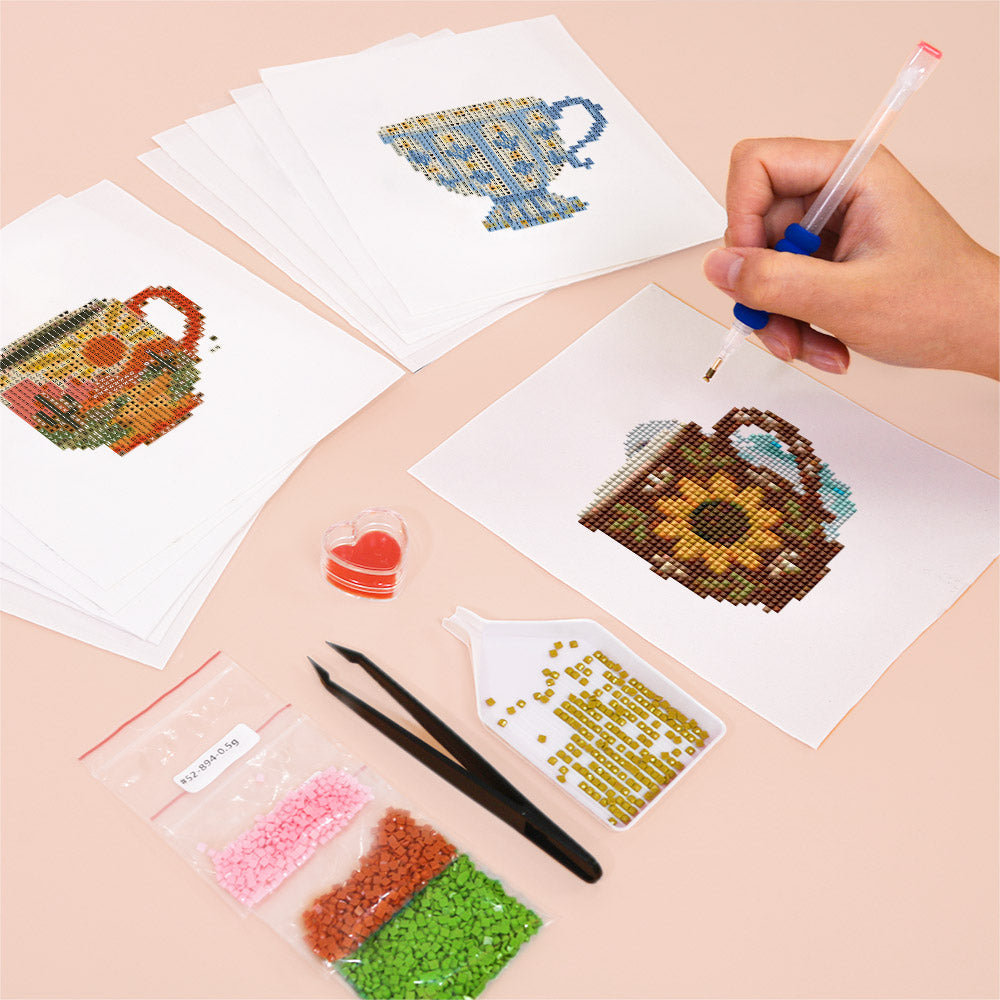 Folk Floral Mugs and Teacups (Mini Diamond Painting)