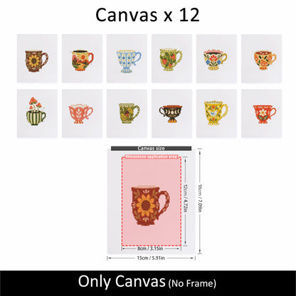 Folk Floral Mugs and Teacups (Mini Diamond Painting)