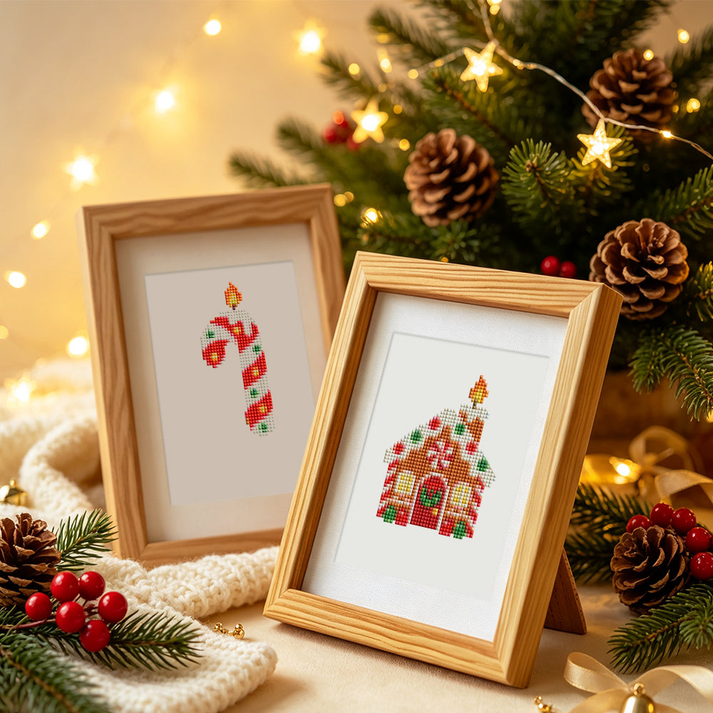 Glowing Christmas Candle Shapes (Mini Diamond Painting)