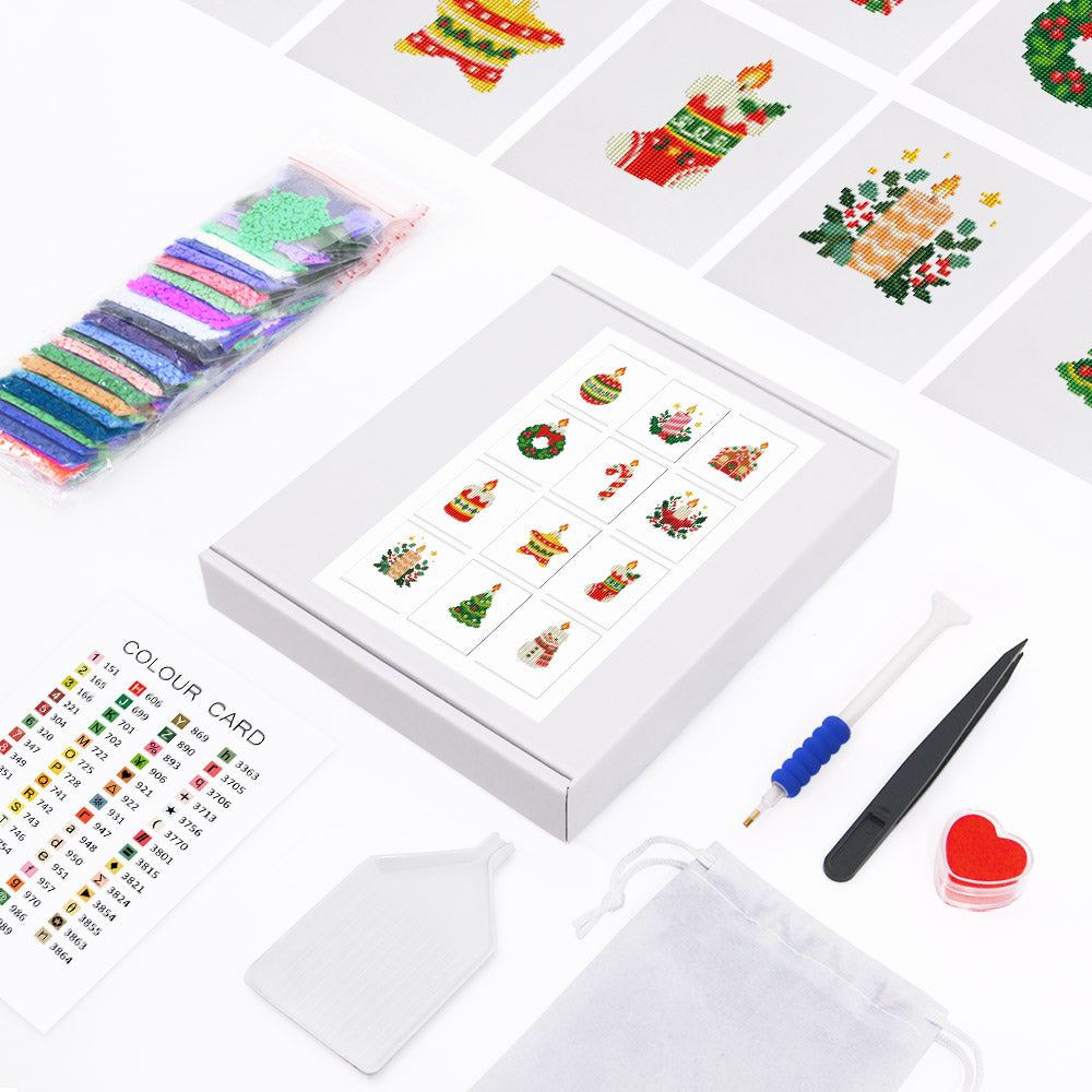 Glowing Christmas Candle Shapes (Mini Diamond Painting)