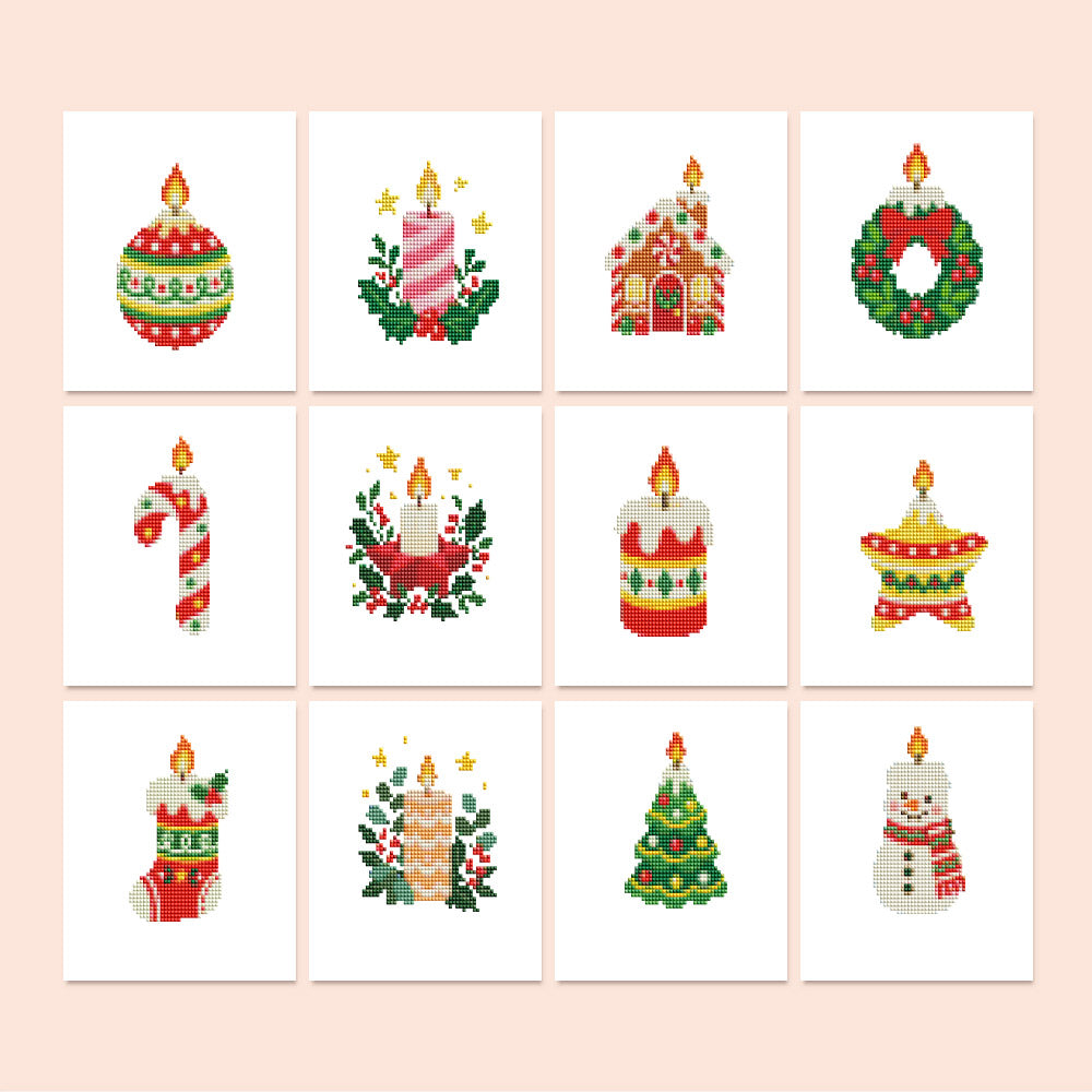 Glowing Christmas Candle Shapes (Mini Diamond Painting)