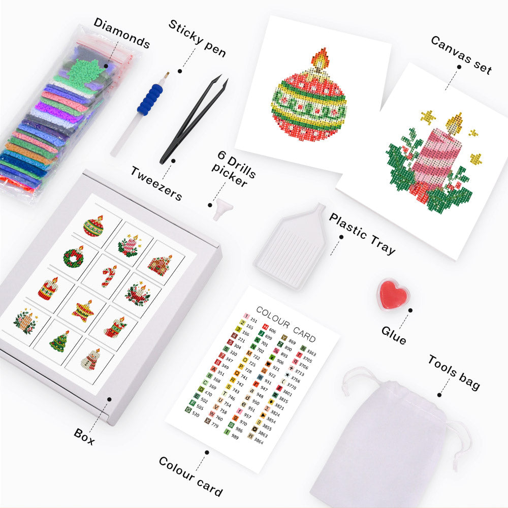 Glowing Christmas Candle Shapes (Mini Diamond Painting)