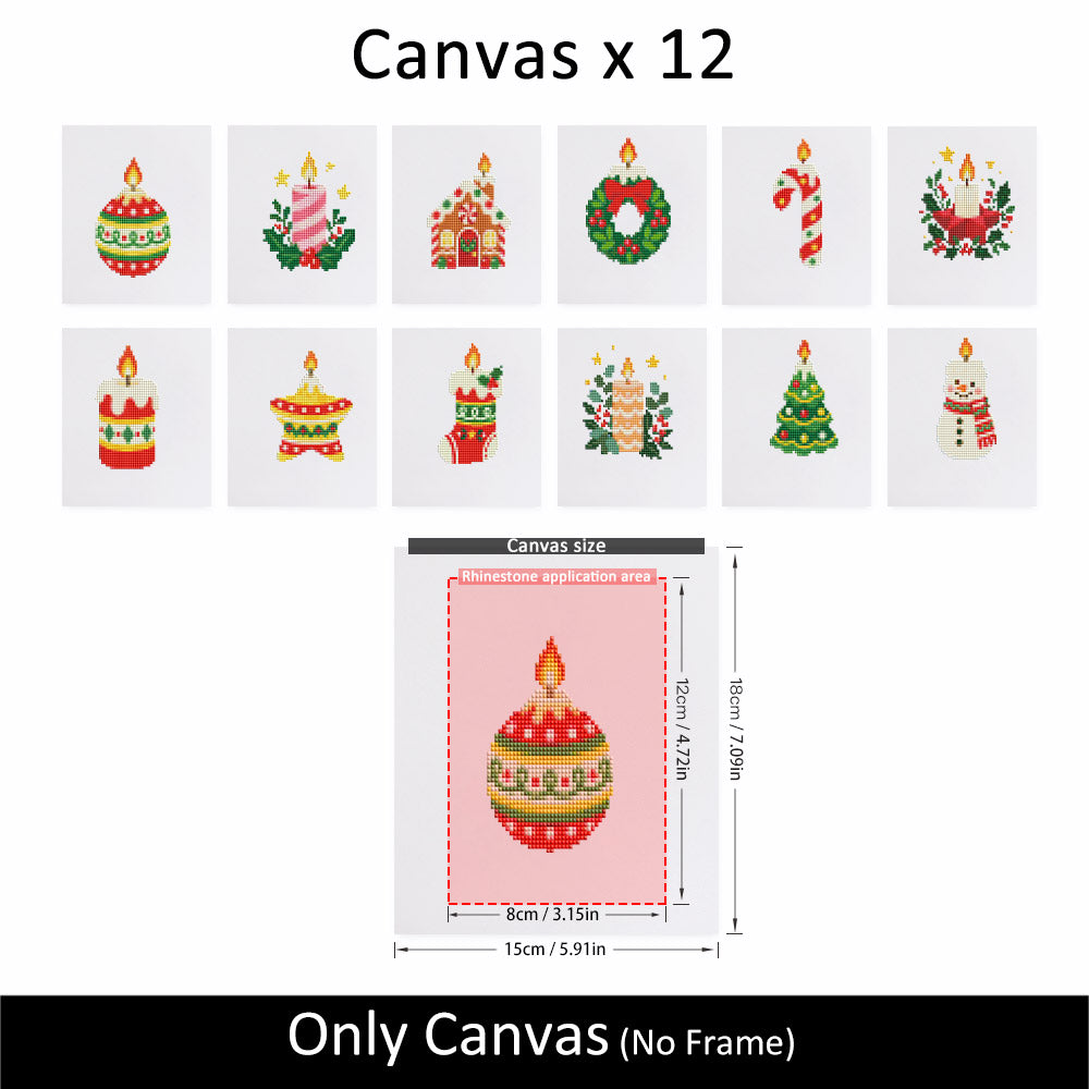 Glowing Christmas Candle Shapes (Mini Diamond Painting)