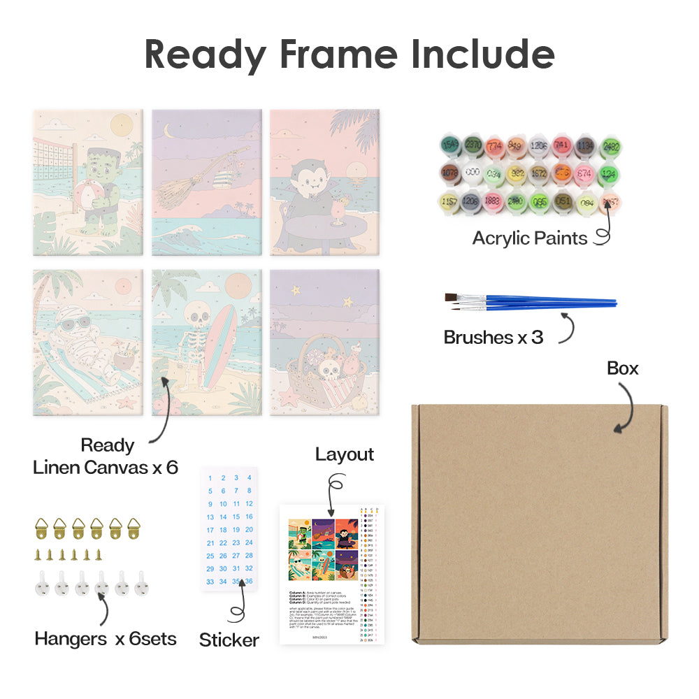 Monster Beach Vacation mini paint by numbers – image 20