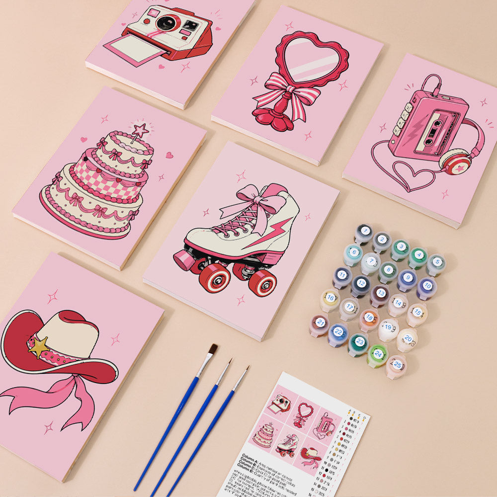 Pink Retro Accessories mini paint by numbers – image 1
