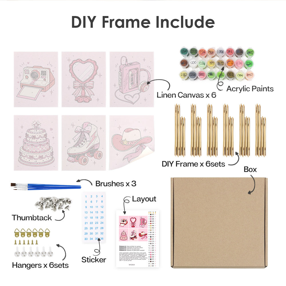 Pink Retro Accessories mini paint by numbers – image 18