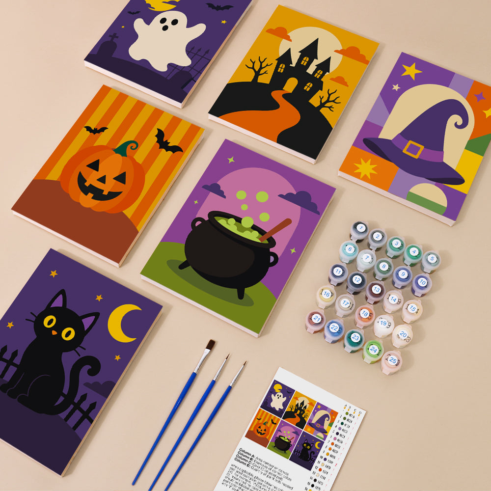 Classic Halloween Icons mini paint by numbers – image 1