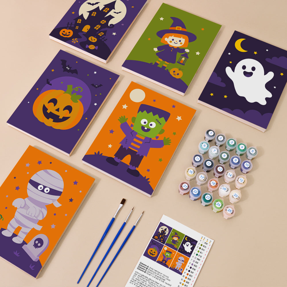 Cute Halloween Characters mini paint by numbers – image 1