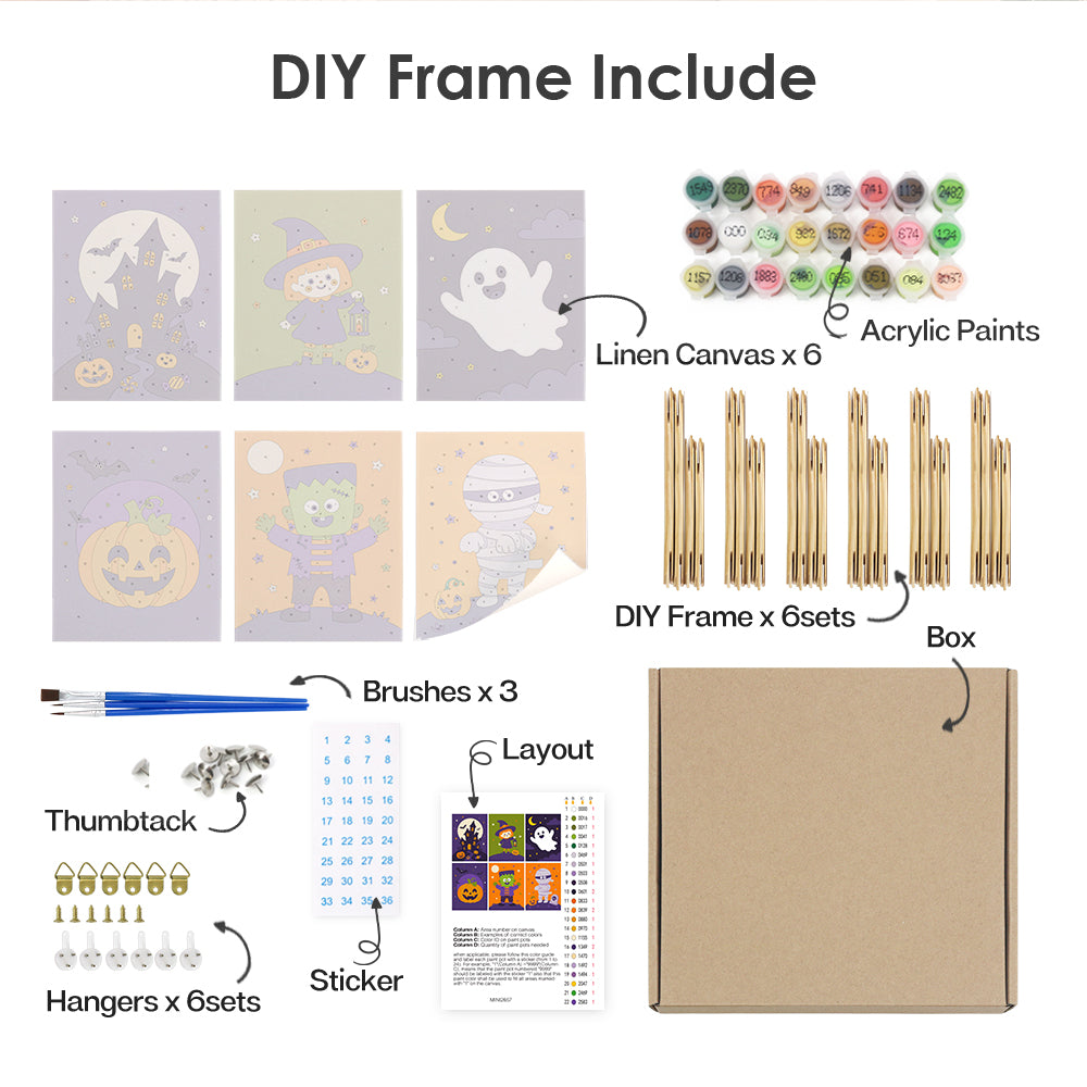 Cute Halloween Characters mini paint by numbers – image 18