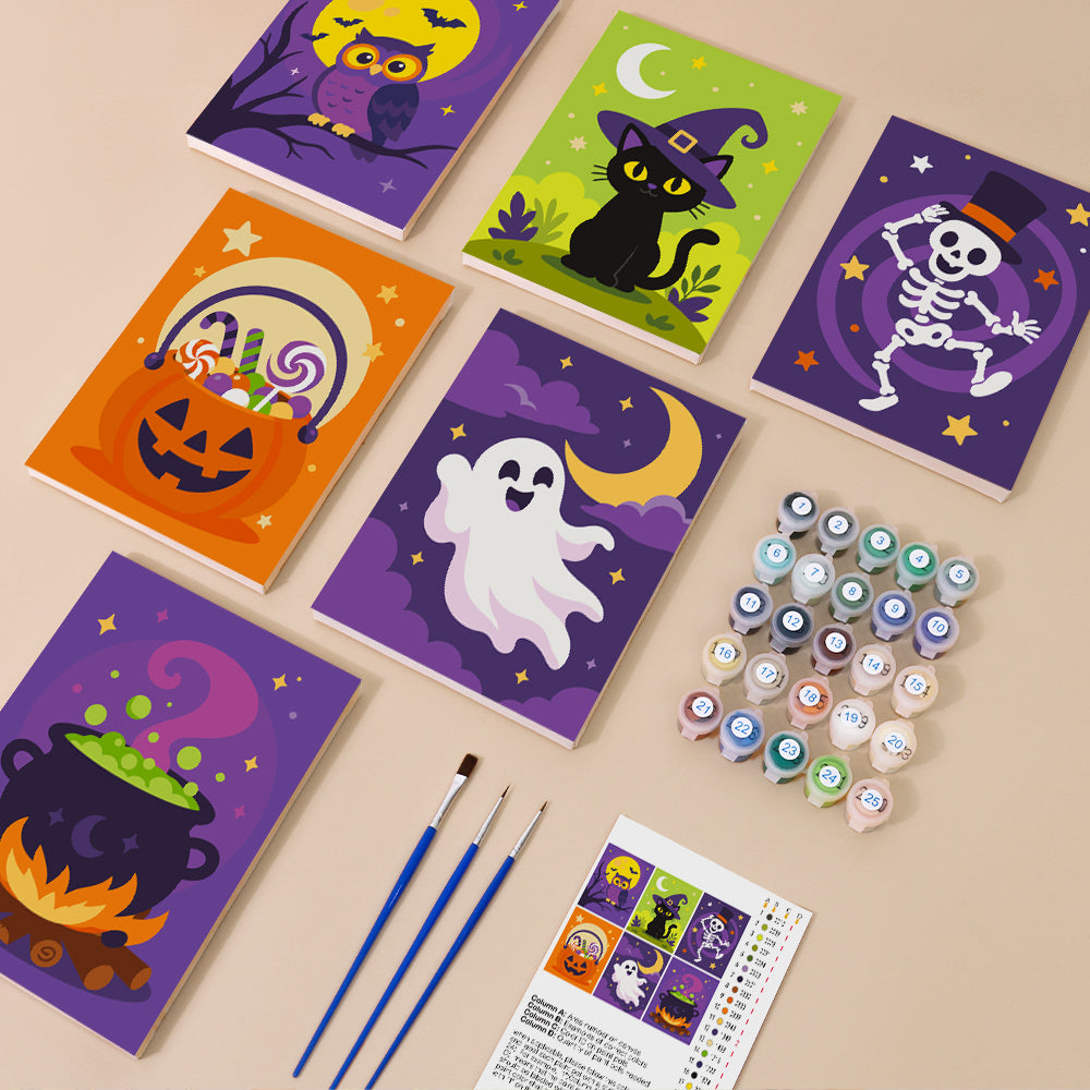 Dancing Skeleton and Owl Night mini paint by numbers – image 1