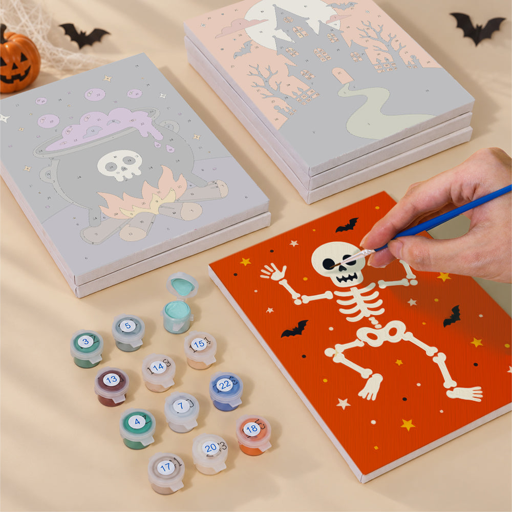 Pumpkin-Perched Cat and Castle mini paint by numbers – image 4