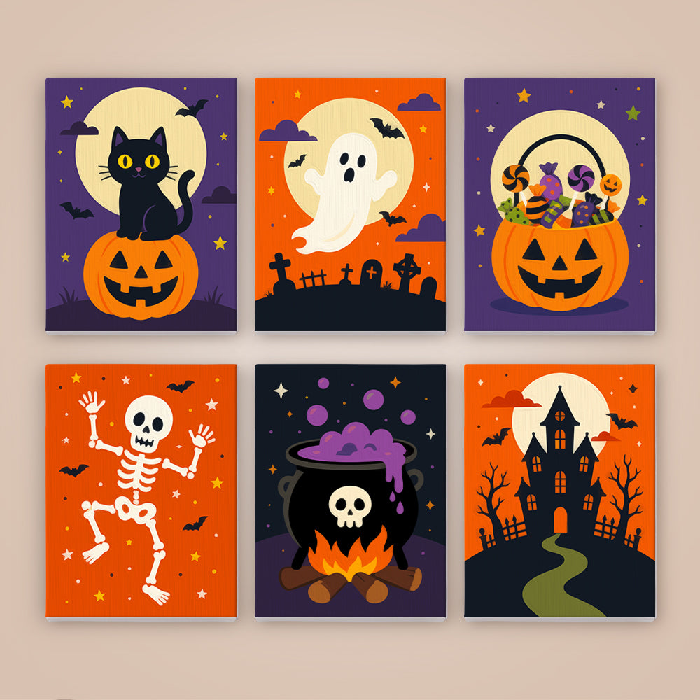 Pumpkin-Perched Cat and Castle mini paint by numbers – image 8