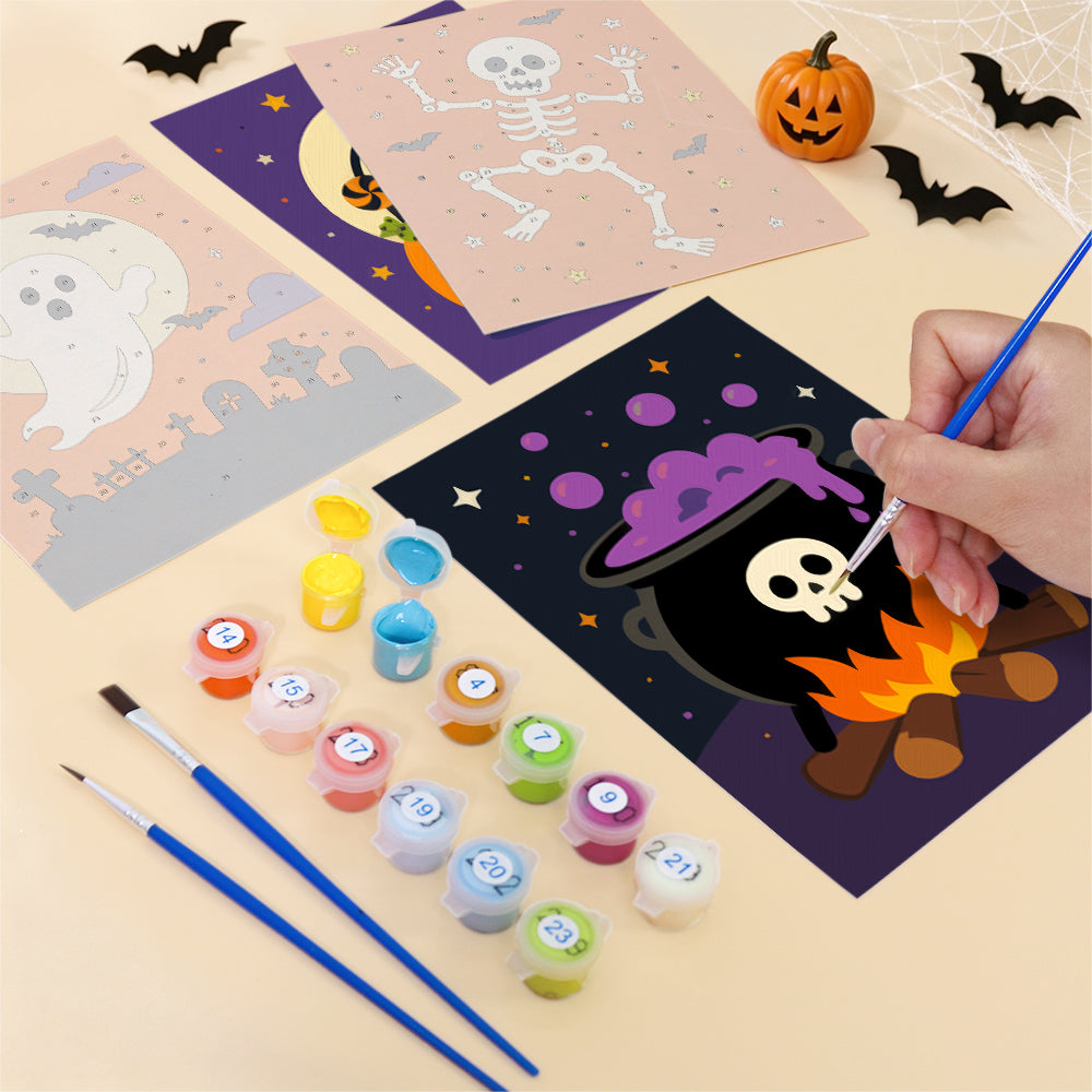 Pumpkin-Perched Cat and Castle mini paint by numbers – image 12