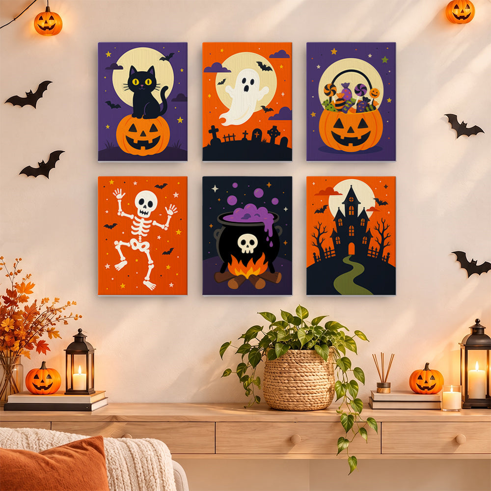 Pumpkin-Perched Cat and Castle mini paint by numbers – image 14