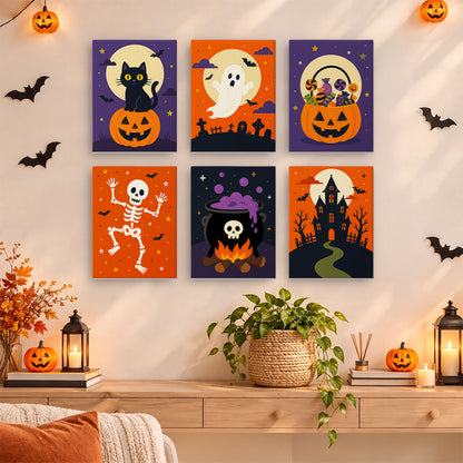 Pumpkin-Perched Cat and Castle mini paint by numbers – image 14