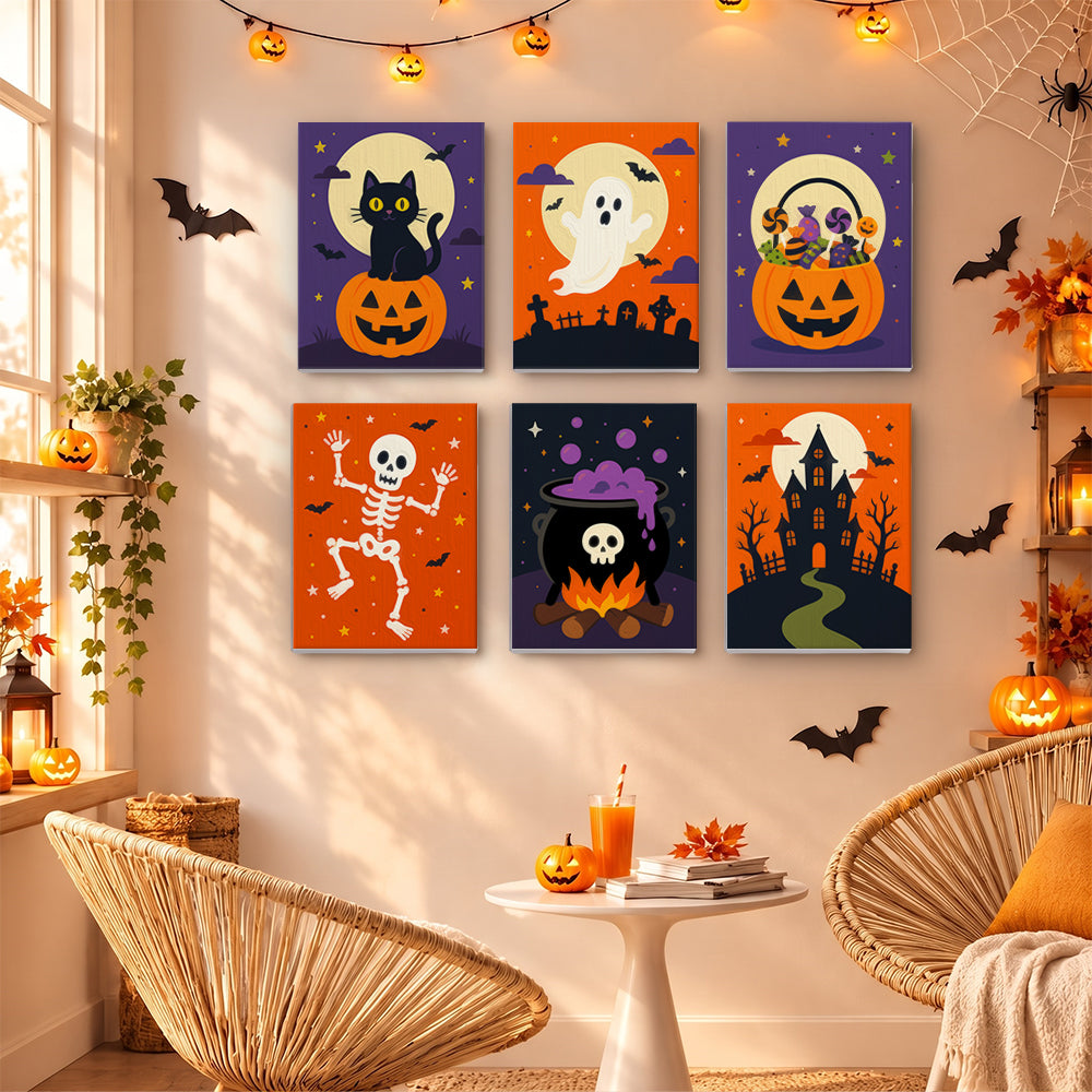 Pumpkin-Perched Cat and Castle mini paint by numbers – image 16
