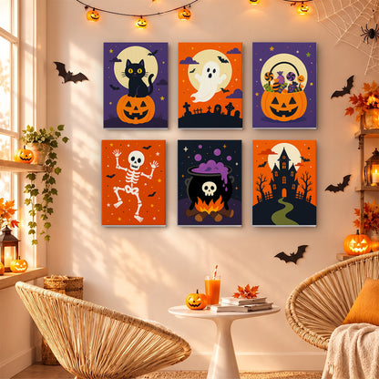 Pumpkin-Perched Cat and Castle mini paint by numbers – image 16
