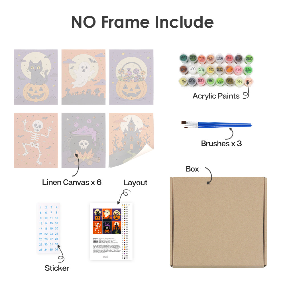 Pumpkin-Perched Cat and Castle mini paint by numbers – image 19