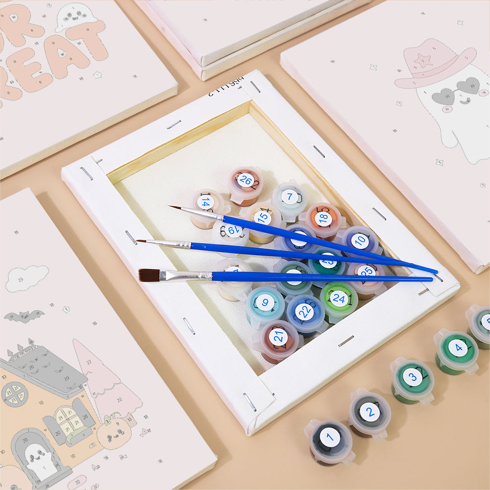 Pastel Pink Halloween mini paint by numbers – image 2