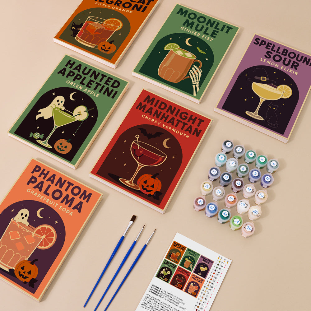 Haunted Cocktail Poster mini paint by numbers – image 1